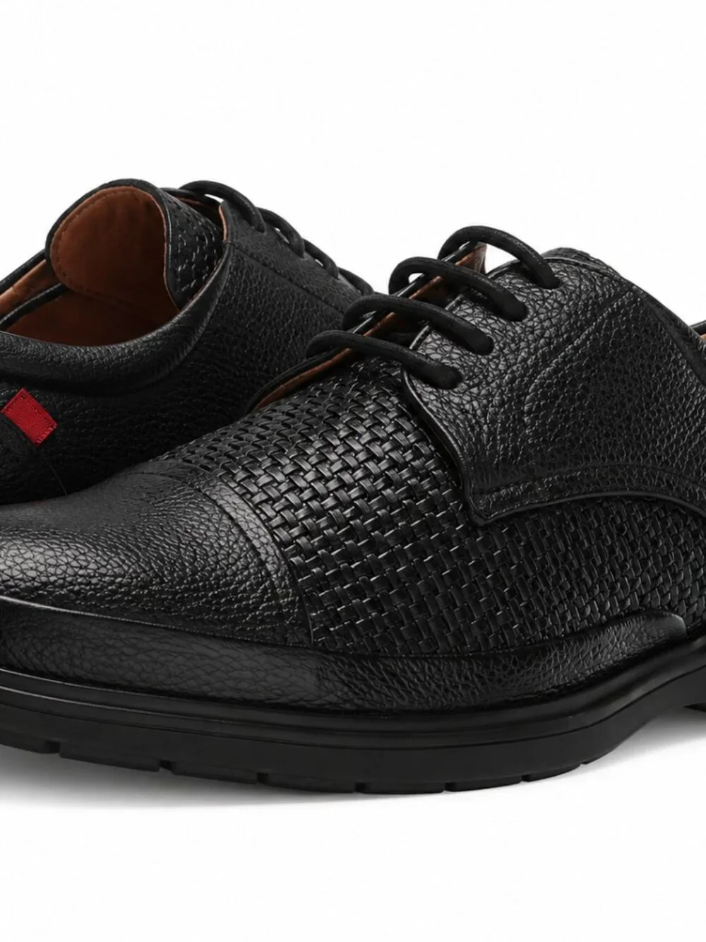 Men's Leather Shoes - Broad Street Oxford - Black Grainy - Size 9 (US) - NEW